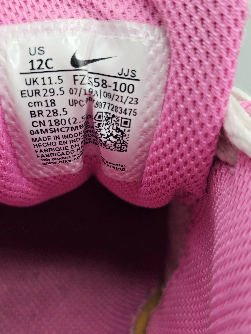 Nike Air Max 90 Girls 12c Shoes Hot Pink Baby White‎ Leather Sneakers Kids Youth
